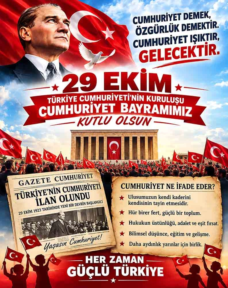Cumhuriyet Bayramı Okul Hatıra Fotoğraf Brandası