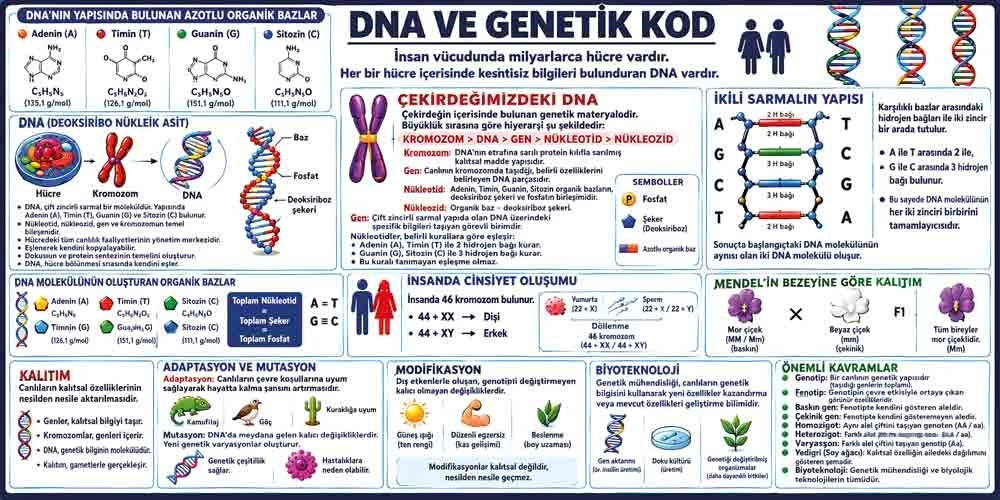 DNA ve Genetik Kod Okul Posteri