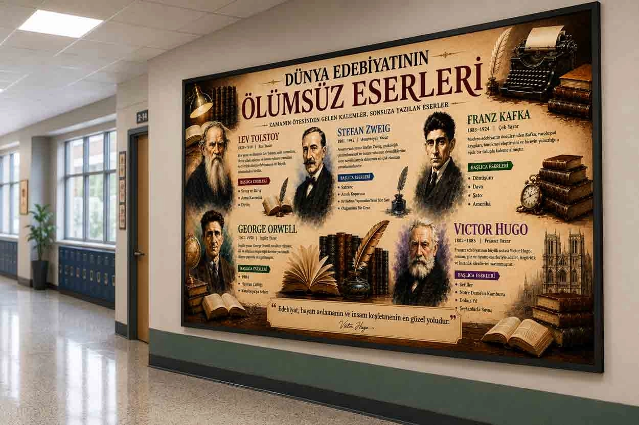 Dünya Edebiyatının Ölümsüz Eserleri Okul Posteri