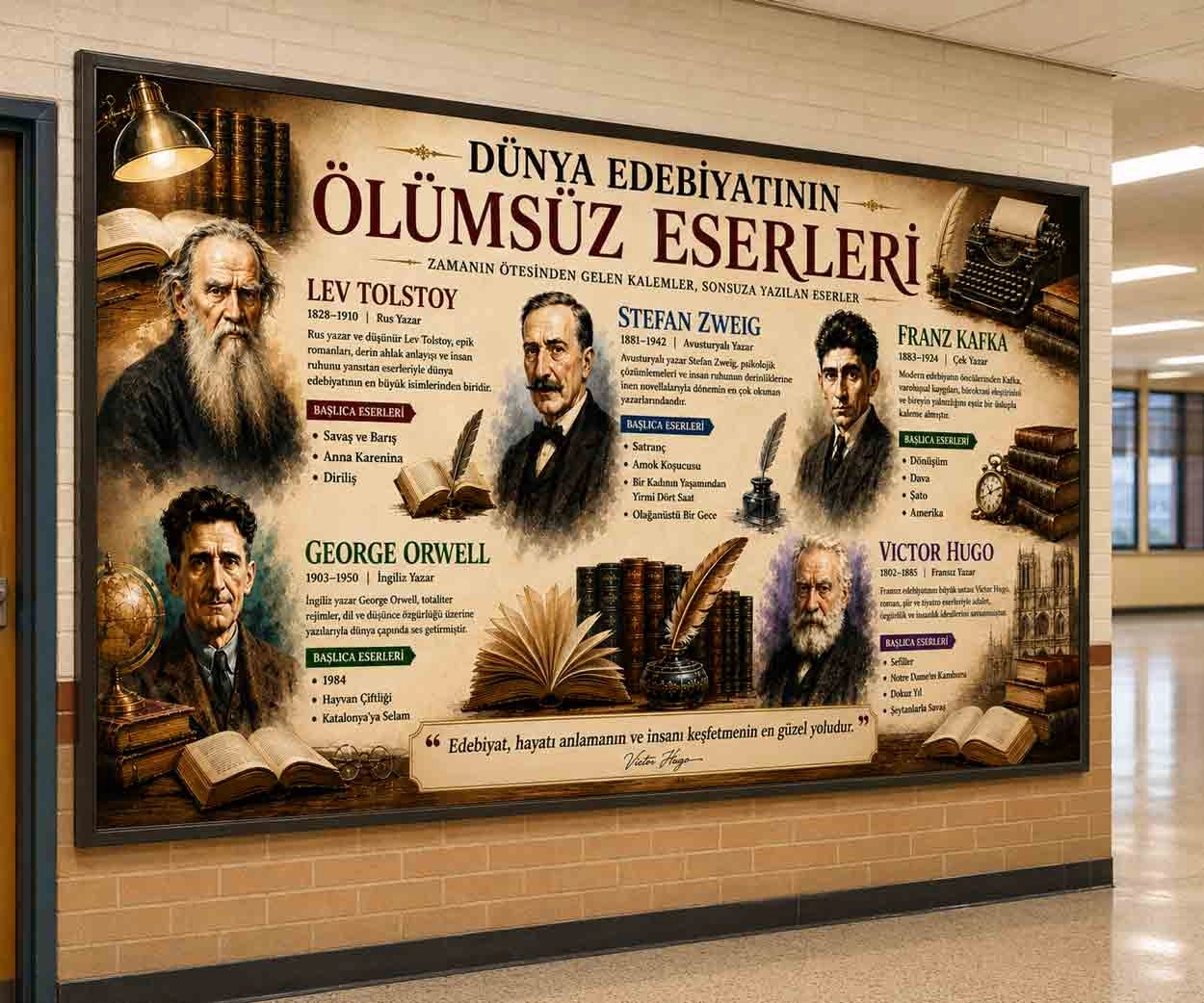 Dünya Edebiyatının Ölümsüz Eserleri Okul Posteri