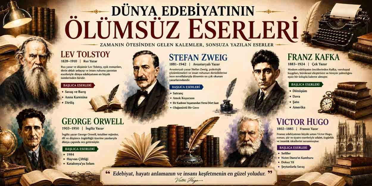 Dünya Edebiyatının Ölümsüz Eserleri Okul Posteri