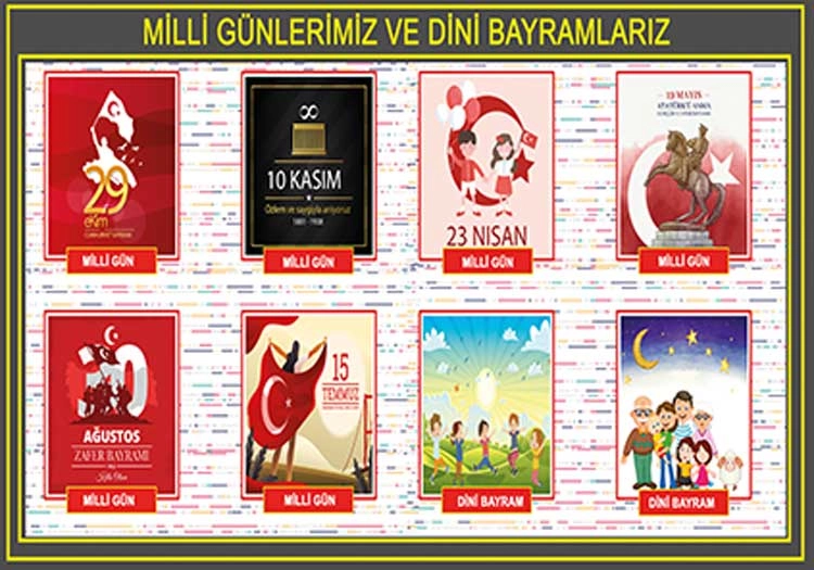 Milli Gün ve Dini Bayramlarımız İlkokul Posteri