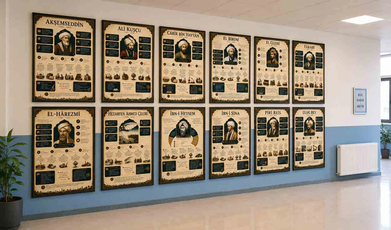 Müslüman Bilim Adamları Okul Poster Seti