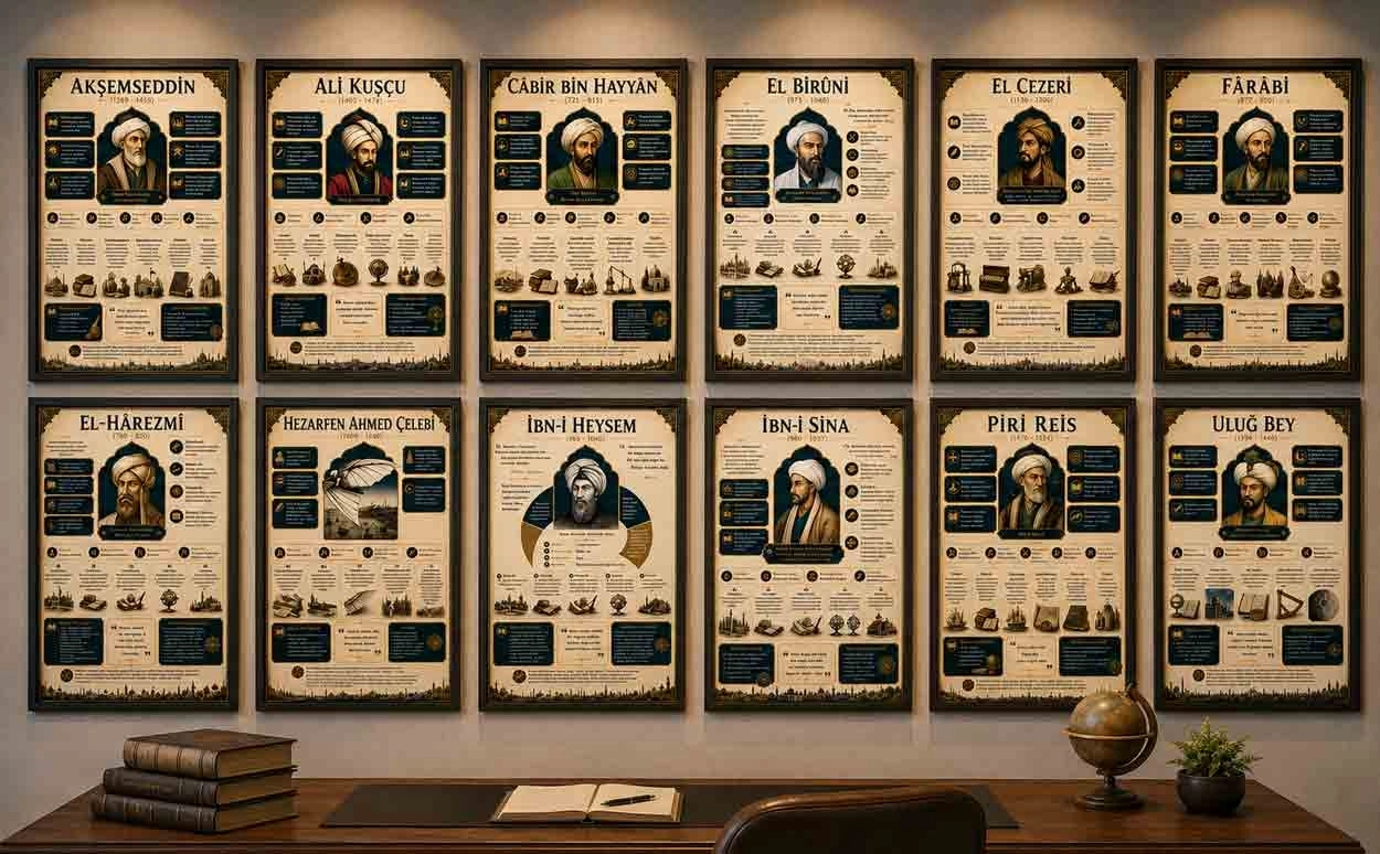 Müslüman Bilim Adamları Okul Poster Seti