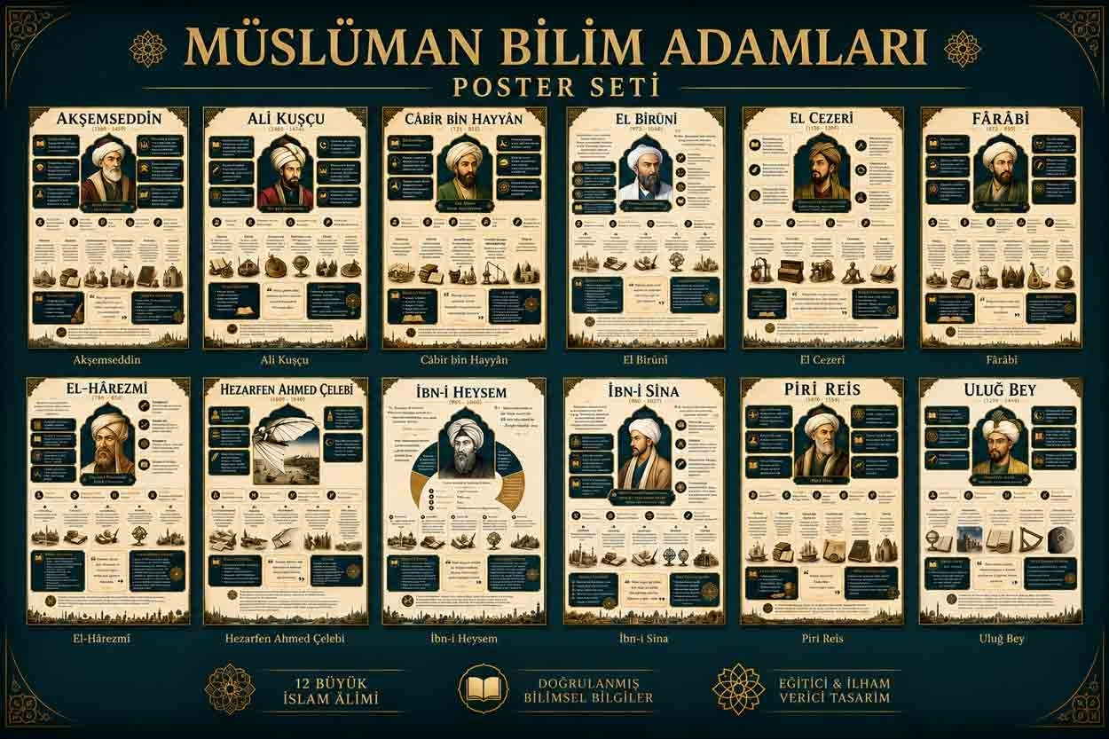 Müslüman Bilim Adamları Okul Poster Seti