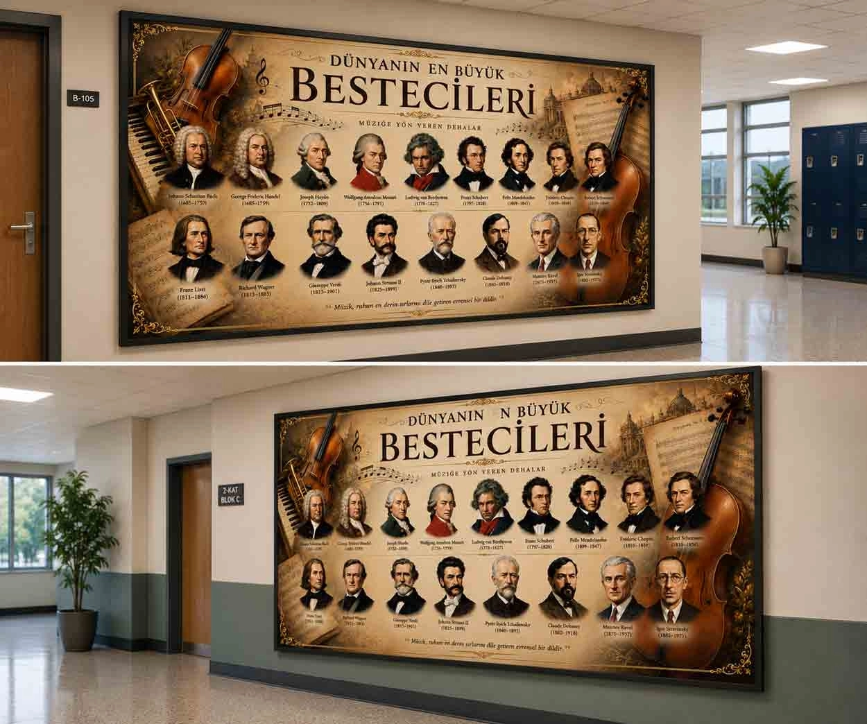 Müzik Sınıfı Besteciler Okul Posteri