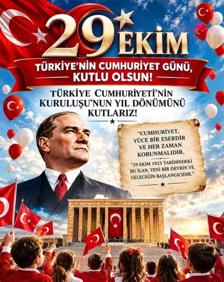 29 Ekim Cumhuriyet Bayramı Okul Hatıra Fotoğraf Brandası