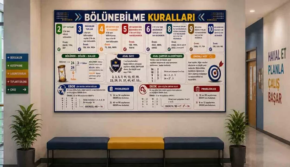 Bölünebilme Kuralları Matematik Okul Posteri