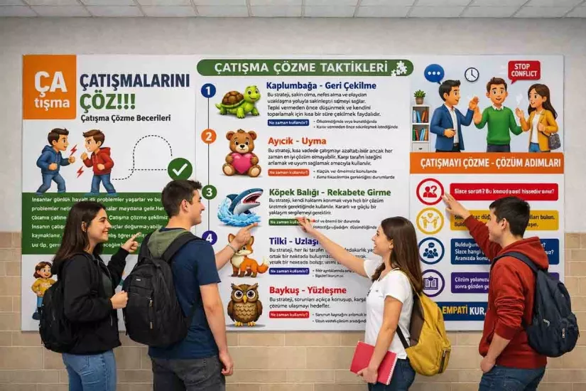 Çatışma Çözme Becerileri Okul Rehberlik Posteri