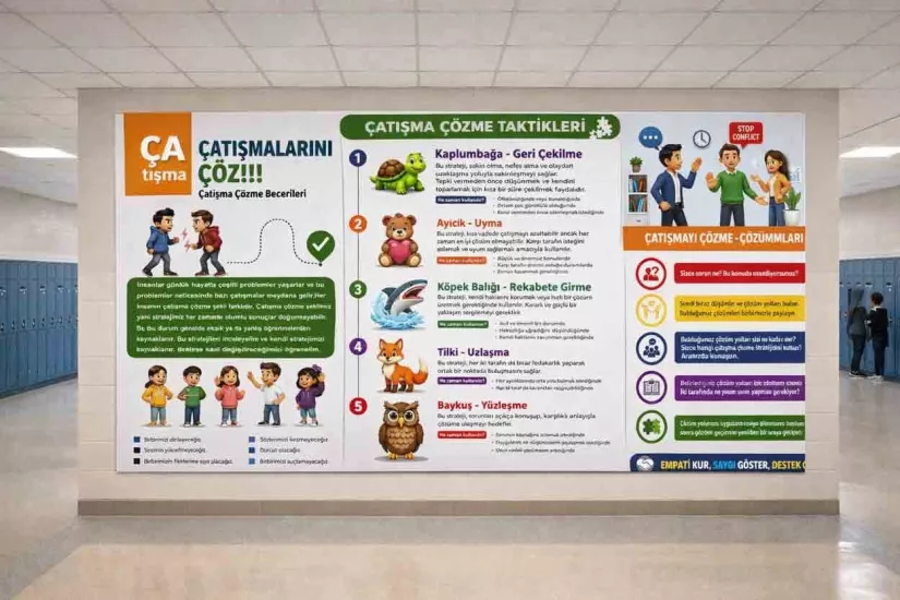 Çatışma Çözme Becerileri Okul Rehberlik Posteri