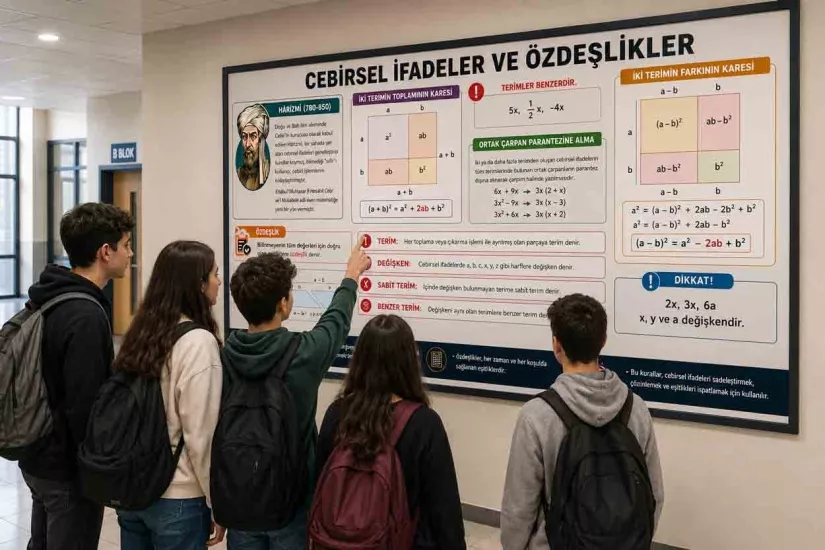 Cebirsel İfadeler ve Özdeşlikler Okul Posteri