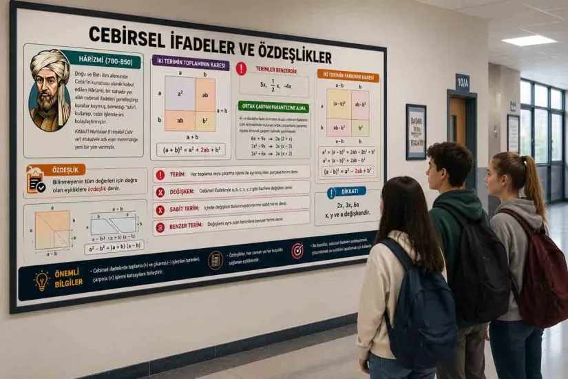 Cebirsel İfadeler ve Özdeşlikler Okul Posteri