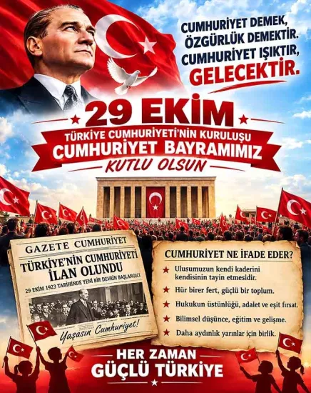 Cumhuriyet Bayramı Okul Hatıra Fotoğraf Brandası