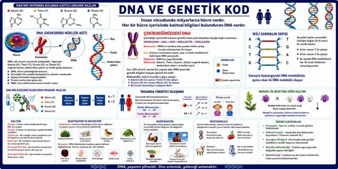 DNA ve Genetik Kod Okul Posteri