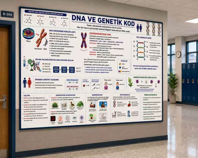 DNA ve Genetik Kod Okul Posteri