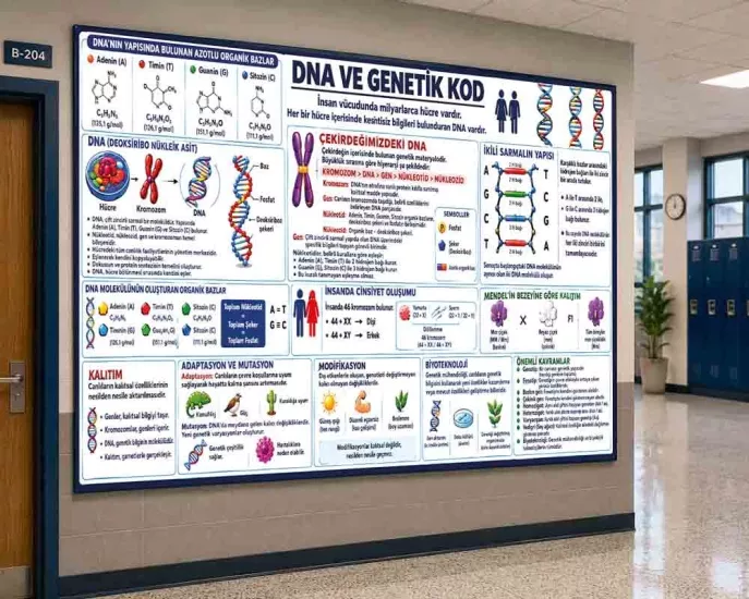 DNA ve Genetik Kod Okul Posteri