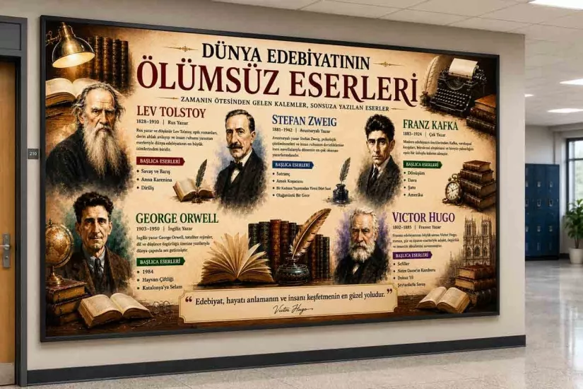 Dünya Edebiyatının Ölümsüz Eserleri Okul Posteri