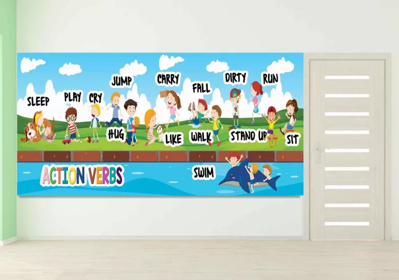 İngilizce Fiiller Okul Duvar Görseli