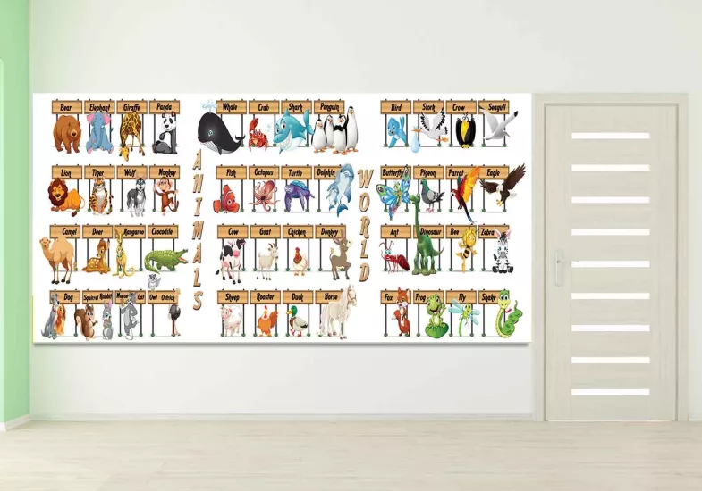 İngilizce Hayvanlar Duvar Görseli