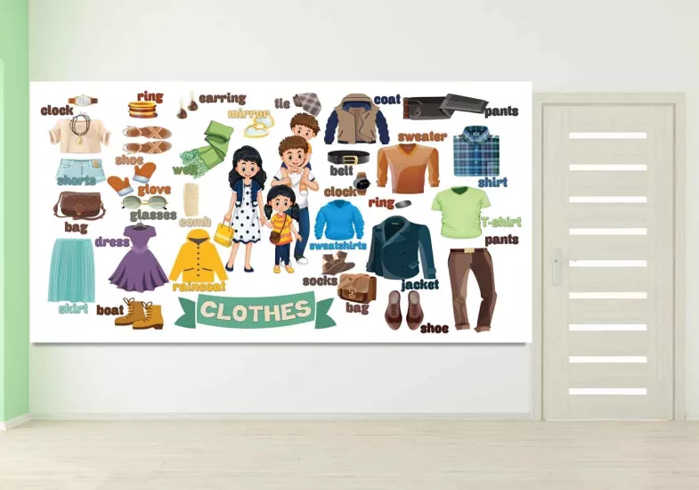 İngilizce Kıyafetler Okul Duvar Görseli