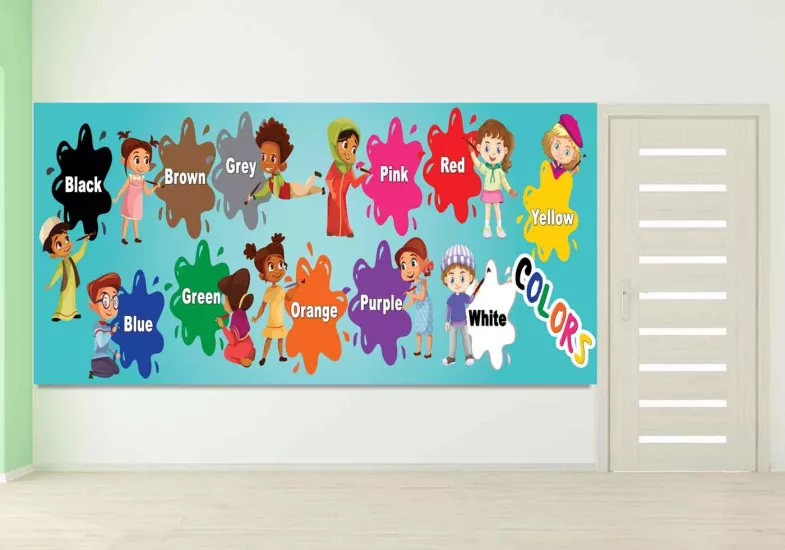 İngilizce Renkler Okul Duvar Görseli