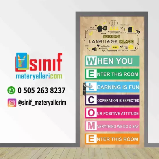 İngilizce Sınıfı Okul Kapı Giydirme