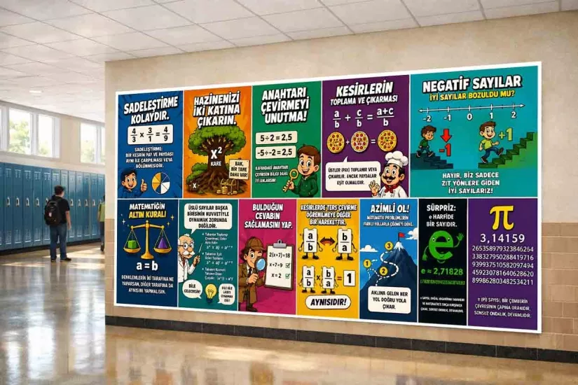 Karikatürlerle Matematik Okul Posteri
