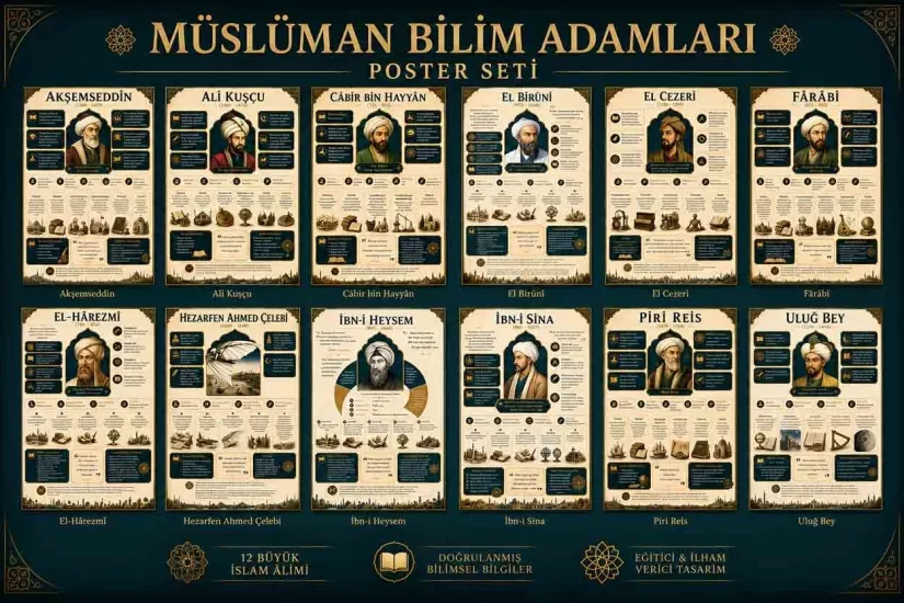 Müslüman Bilim Adamları Okul Poster Seti