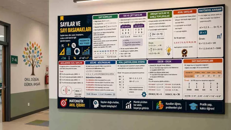 Sayılar ve Sayı Basamakları Matematik Okul Posterleri