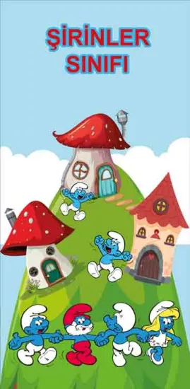 Şirinler Sınıfı Anaokulu İlkokul Kapı Giydirmesi