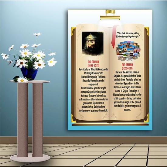 İngilizce Türkçe Türk Büyükleri Alparslan Ders afişi Poster
