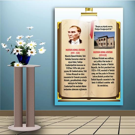 İngilizce Türkçe Türk Büyükleri Atatürk Ders afişi Poster