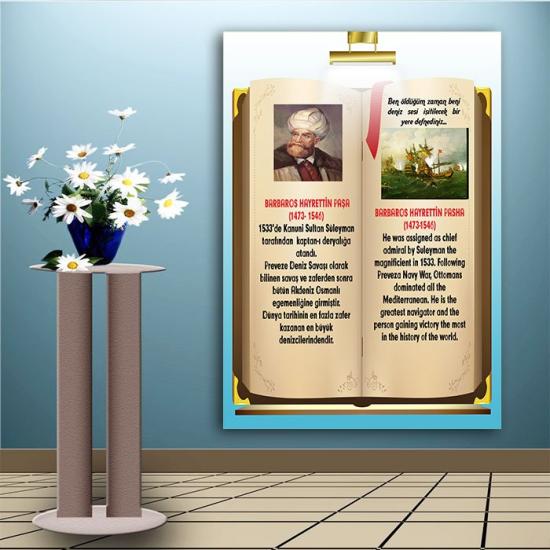 İngilizce Türkçe Türk Büyükleri Barbaros Hayrettin Ders afişi Poster
