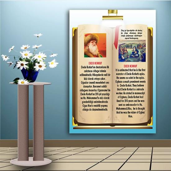 İngilizce Türkçe Türk Büyükleri Dede Korkut Ders afişi Poster