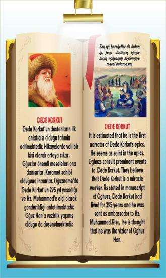 İngilizce Türkçe Türk Büyükleri Dede Korkut Ders afişi Poster