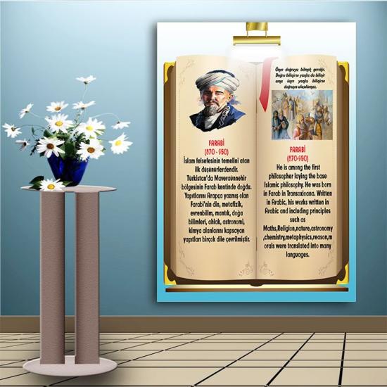 İngilizce Türkçe Türk Büyükleri Farabi Ders afişi Poster