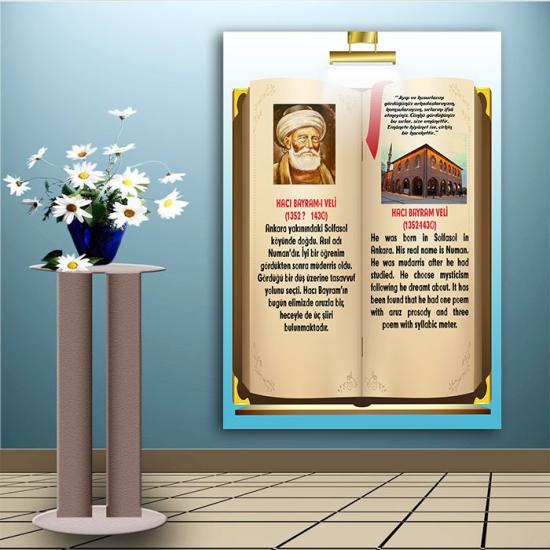 İngilizce Türkçe Türk Büyükleri Hacı Bayramı Veli Ders afişi Poster