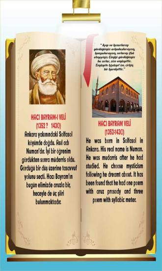İngilizce Türkçe Türk Büyükleri Hacı Bayramı Veli Ders afişi Poster