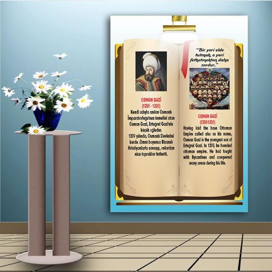 İngilizce Türkçe Türk Büyükleri Osman Gazi Ders afişi Poster