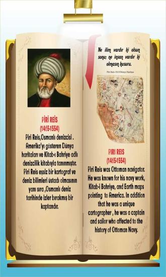İngilizce Türkçe Türk Büyükleri Piri Reis Ders afişi Poster