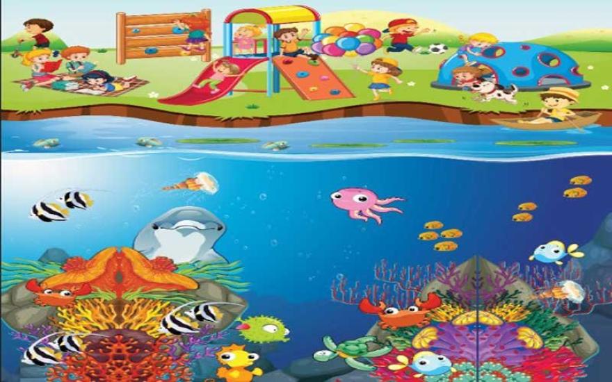 Anasınıfı Akvaryum Duvar Giydirme