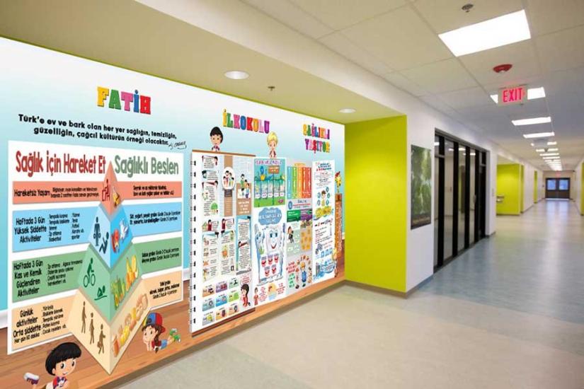 Sağlık Temizlik ve Beslenme Kuralları Okul Duvar Görseli