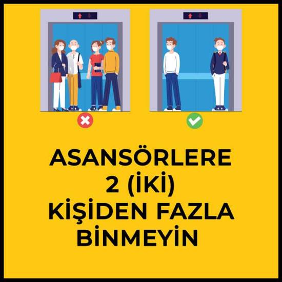 Korona Virüs Sosyal Mesafe Bandı Asansör Uyarısı