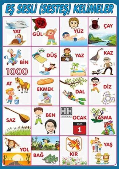 Eş Sesli Kelimeler Okul Posteri