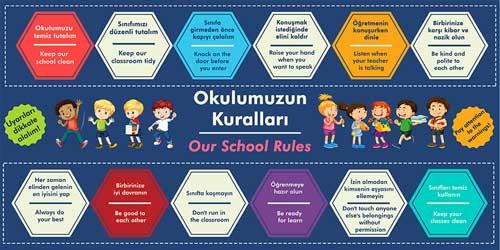 Okulumuzun Kuralları Okul Posteri - Our School Rules
