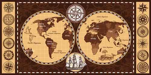 Vintage Dünya Haritası Okul Posteri