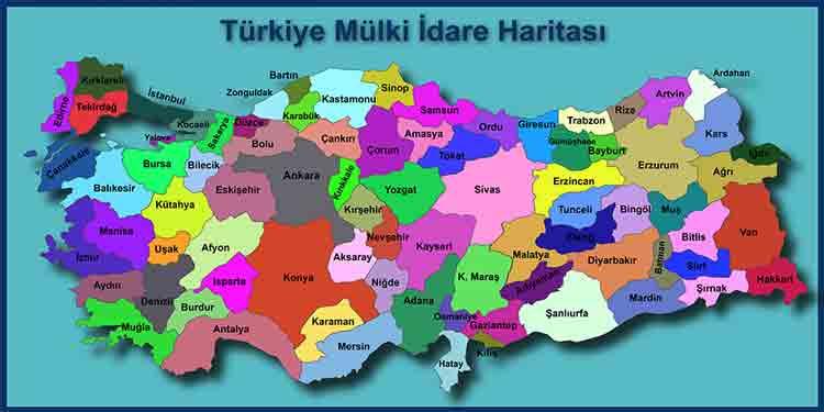 Türkiye Mülki İdare Haritası Okul Posteri