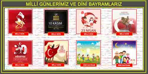 Milli Gün ve Dini Bayramlarımız Okul Posteri