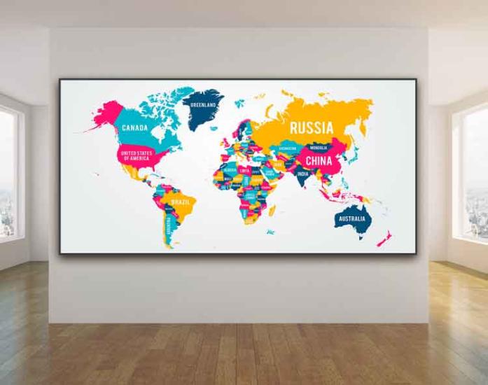 Dünya Ülkeler Haritası İngilizce Okul Posteri