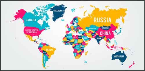 Dünya Ülkeler Haritası İngilizce Okul Posteri